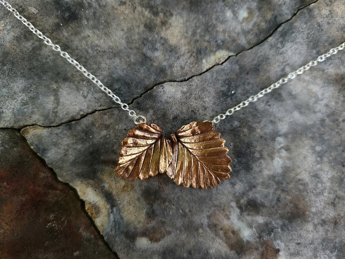 The Forest Adorned Necklaces - Janny McKinnon Jewellery Janny Two Fagus Leaf 35mm - Bronze 