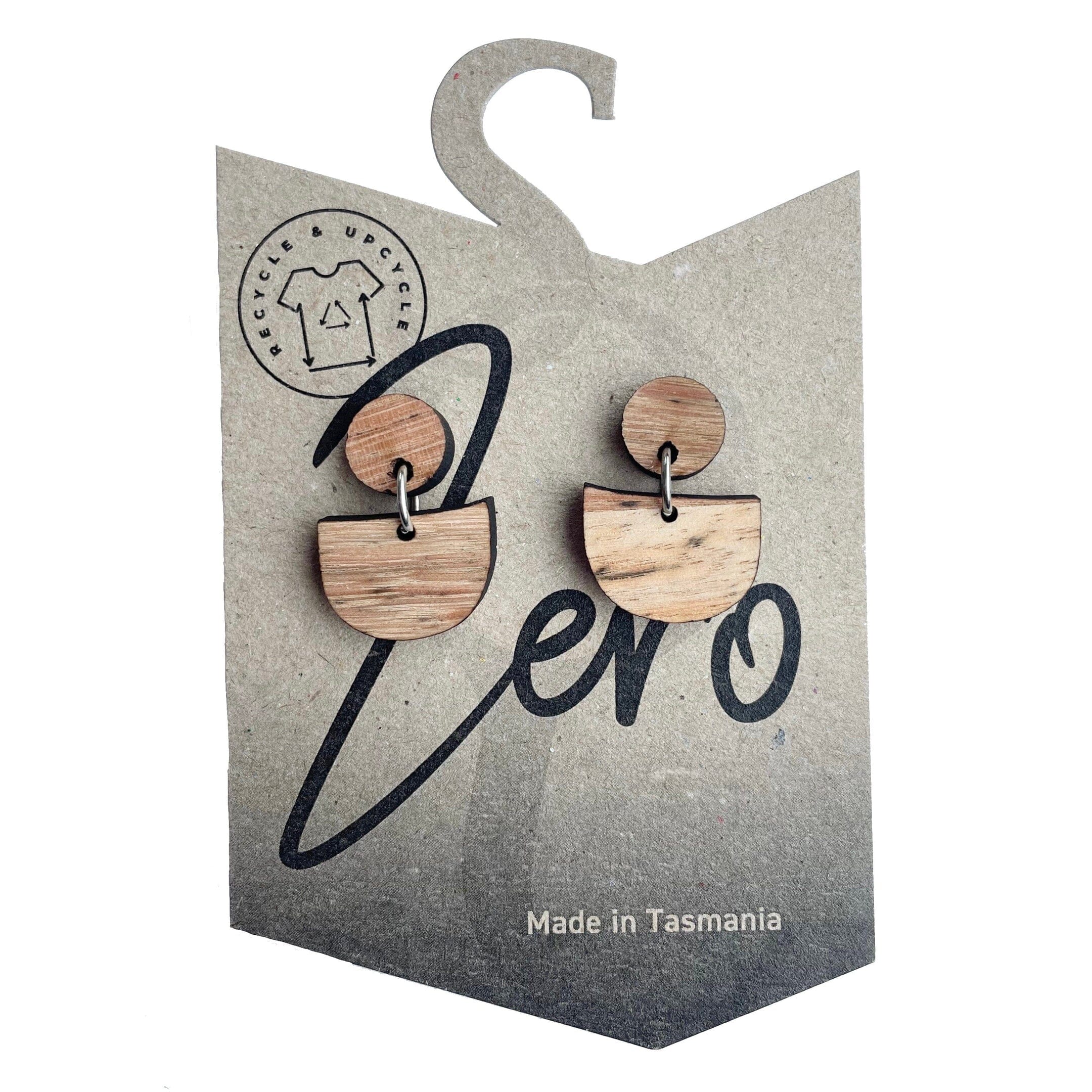 Small Earrings - Zero Waste Australian Timber Earrings The Spotted Quoll Small Paddle Plain Wormy Chestnut 