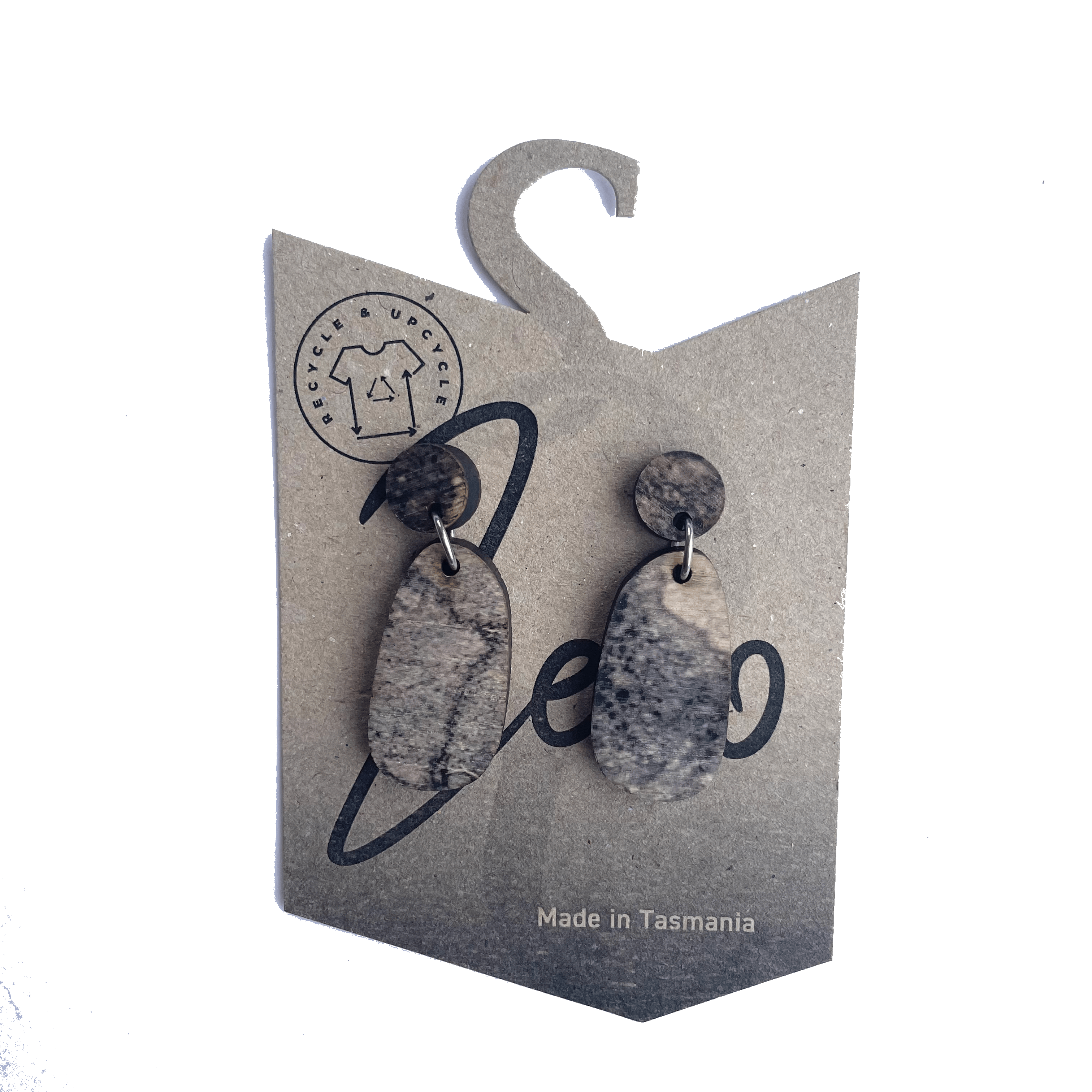 Small Earrings - Zero Waste Australian Timber Earrings The Spotted Quoll Solid Drop Lichen 