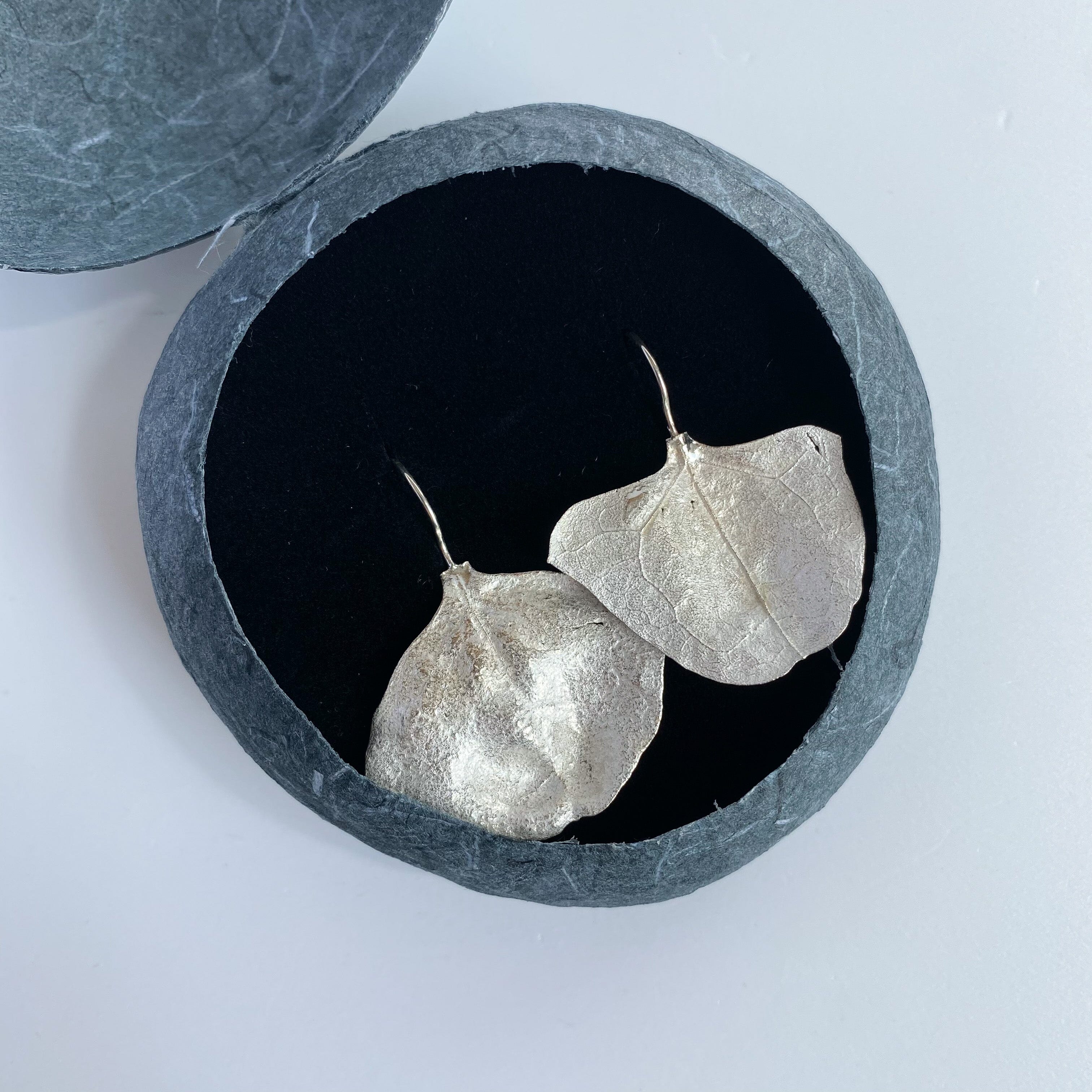 Silver Botanical Threads - Anja Jagsch Earrings Anja Jagsch Saltbush - Single Leaf (40mm) 