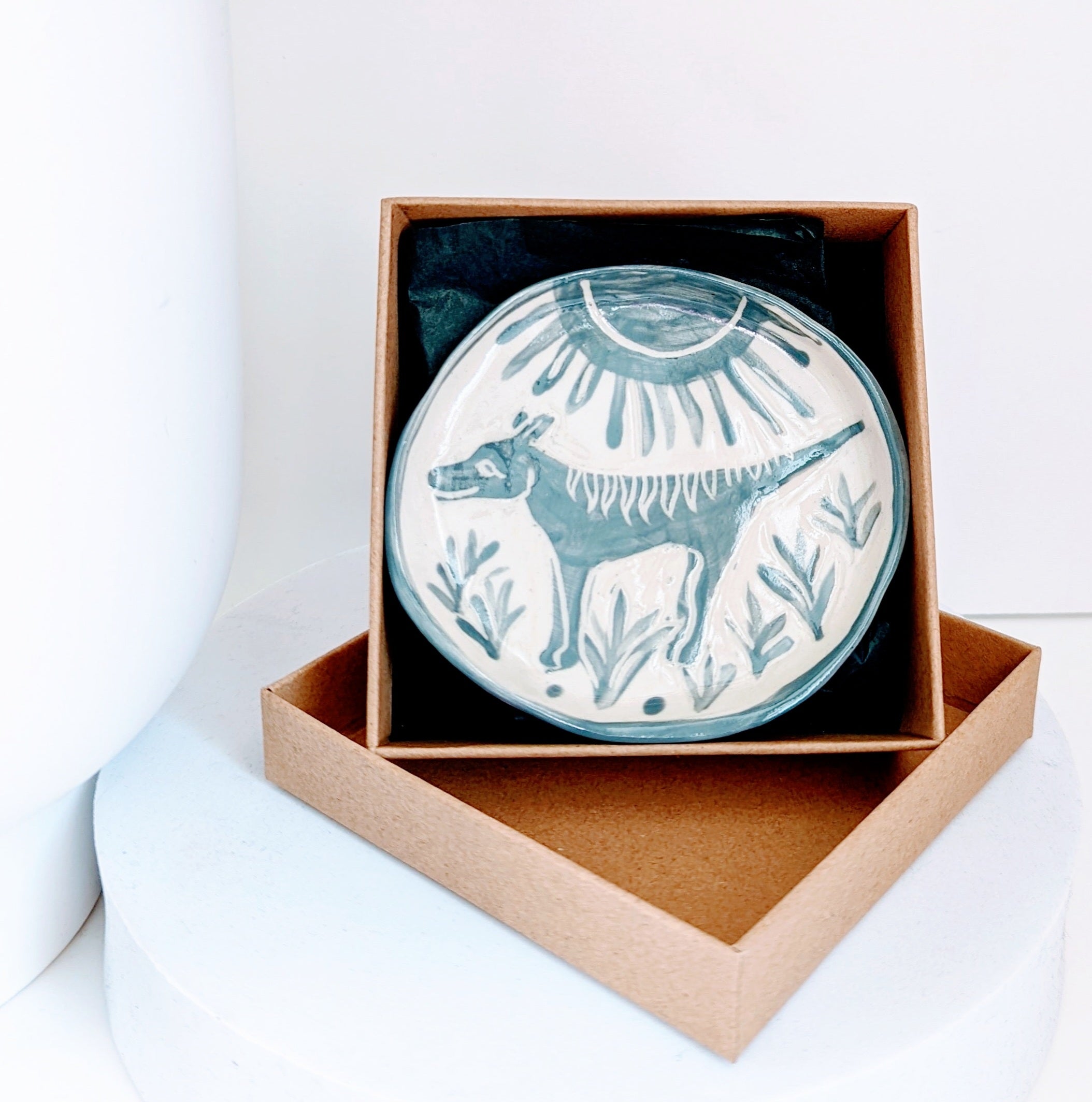 Aurora Fae Gift Box Trinket Dishes Ceramics The Aurora Fae Blue Grey thylacine 