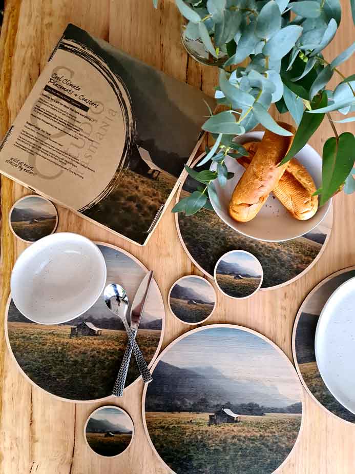 Placemat and Coaster Sets - Hamish Lockett placemats The Spotted Quoll Lee's Hut Set 