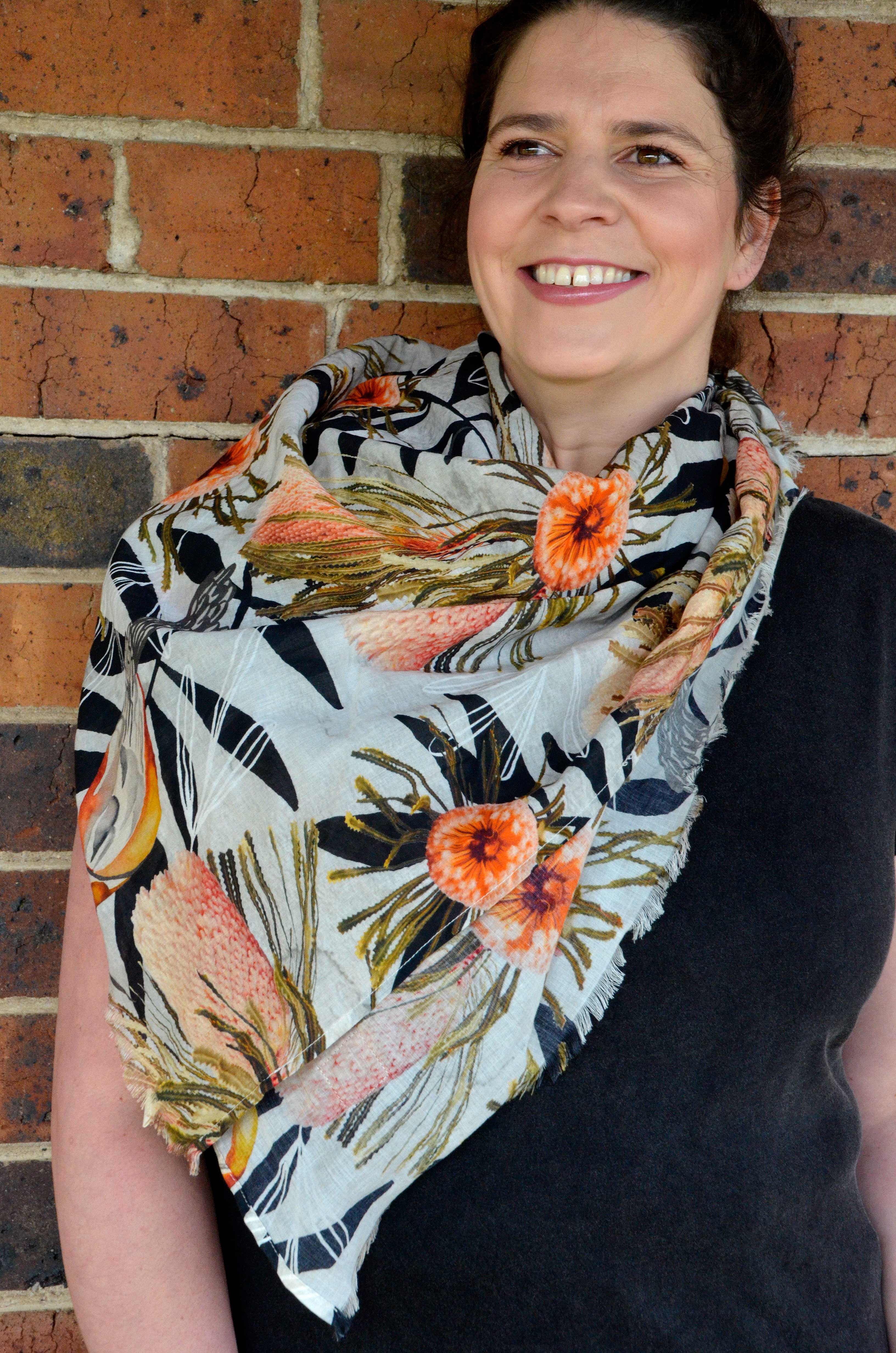Factory Second - Organic Cotton Square Scarf - Summer Bouquet Scarf The Spotted Quoll 
