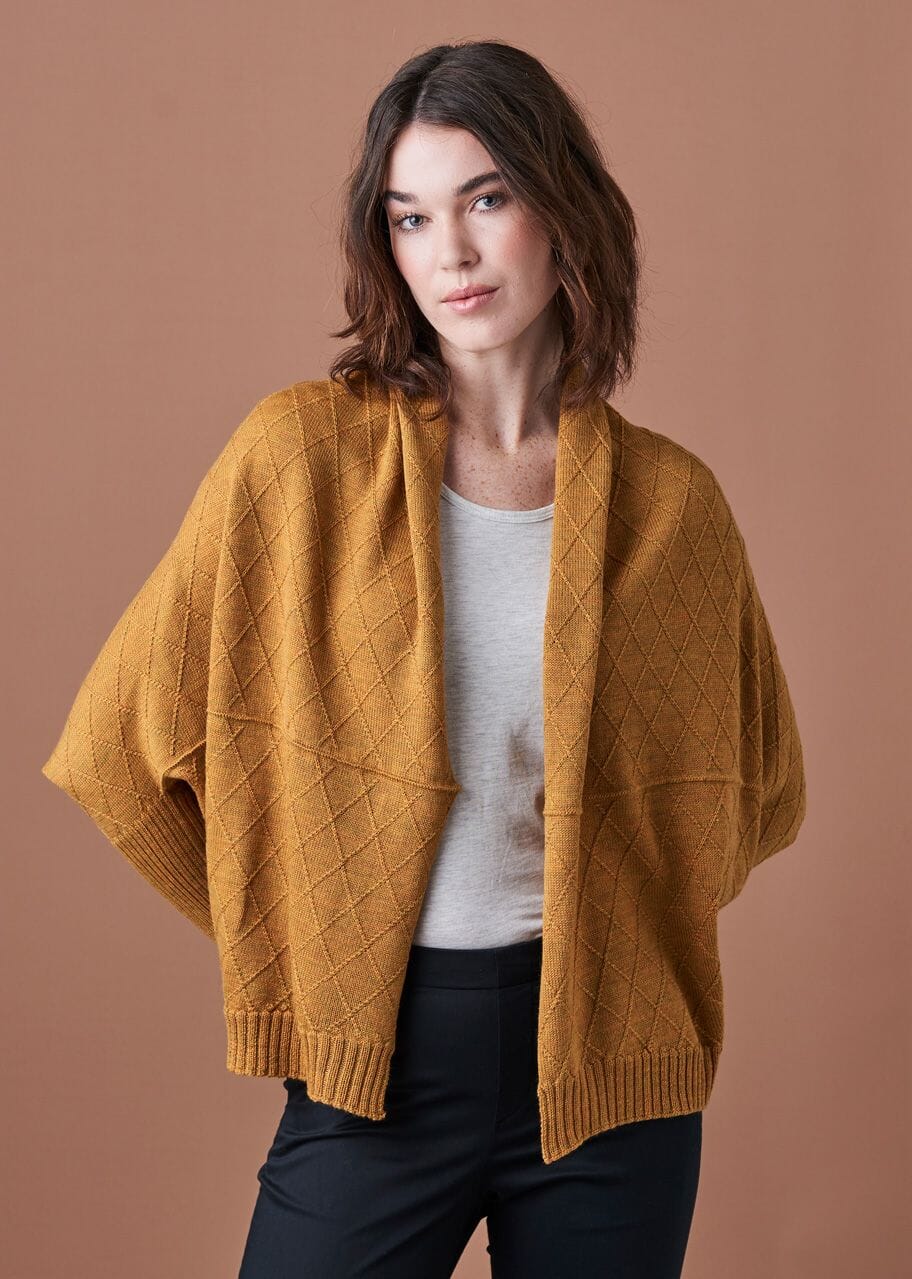 Saskia Diamond Stitch Merino Wool Shrug -Uimi sweater Uimi 