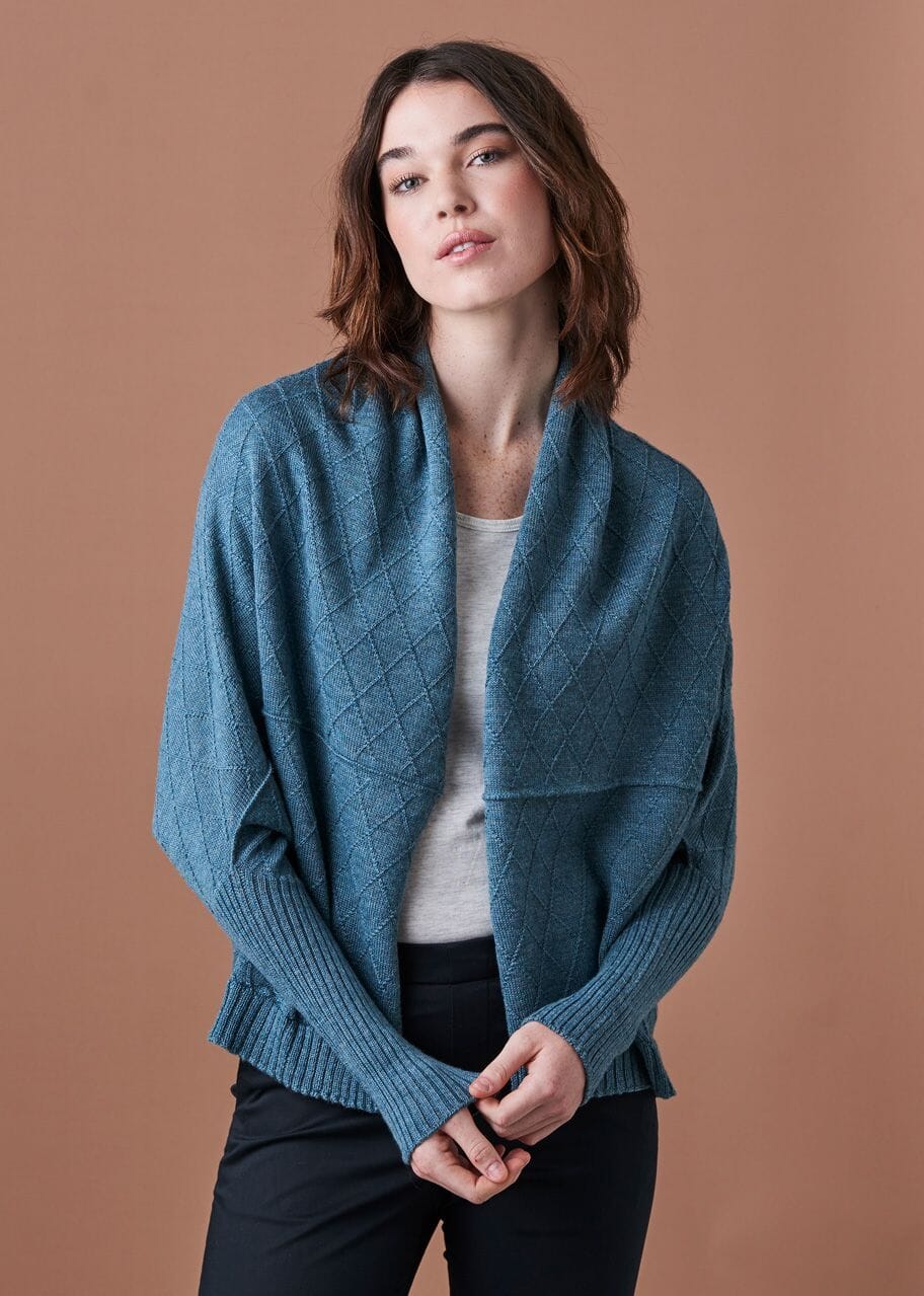 Saskia Diamond Stitch Merino Wool Shrug -Uimi sweater Uimi Duck Egg S 